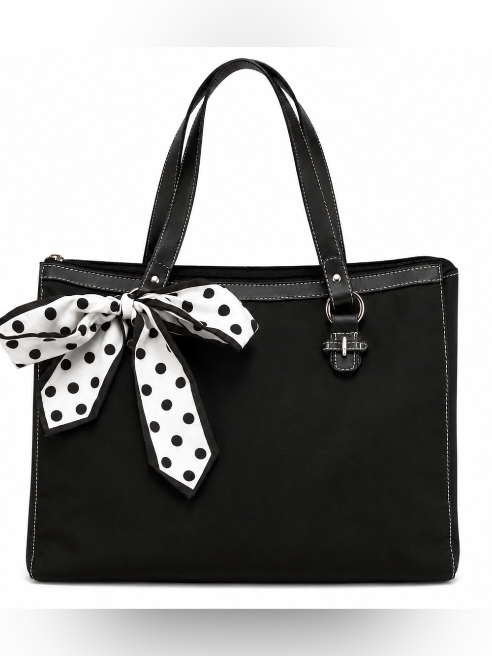 Etienne Aigner Black Tote Bag with added Polka Dot Bow